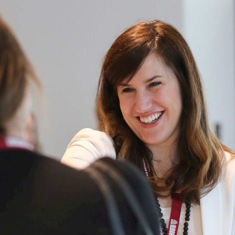 Booth student shaking hands with interviewer