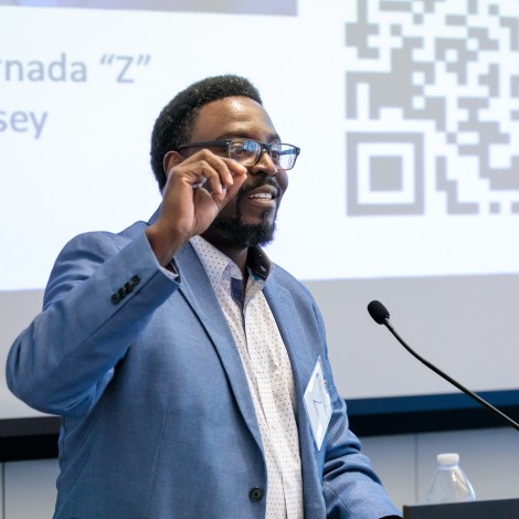 Man presenting at conference