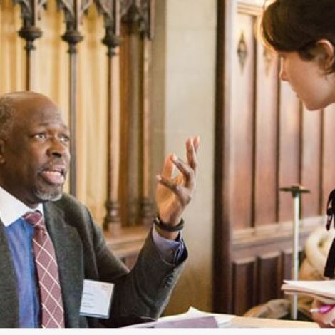 Undergraduate speaking with recruiter